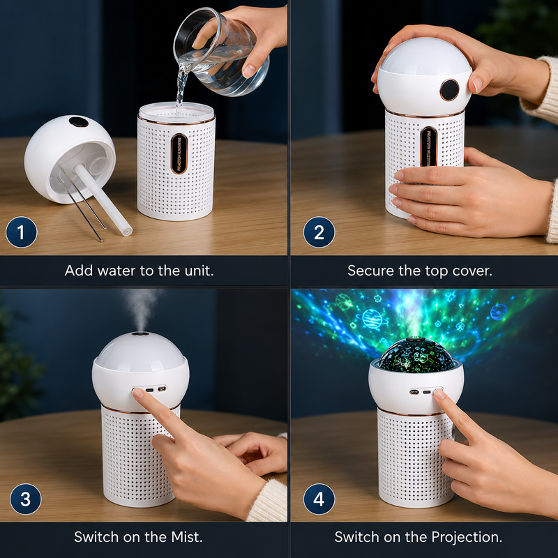 SleepMist™ 3-in-1 Galaxy Projector Humidifier